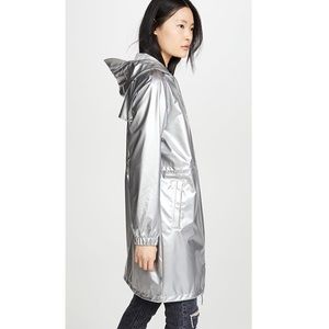 Rains Limited Ed. Women's Hooded Rain Coat in Metallic Silver